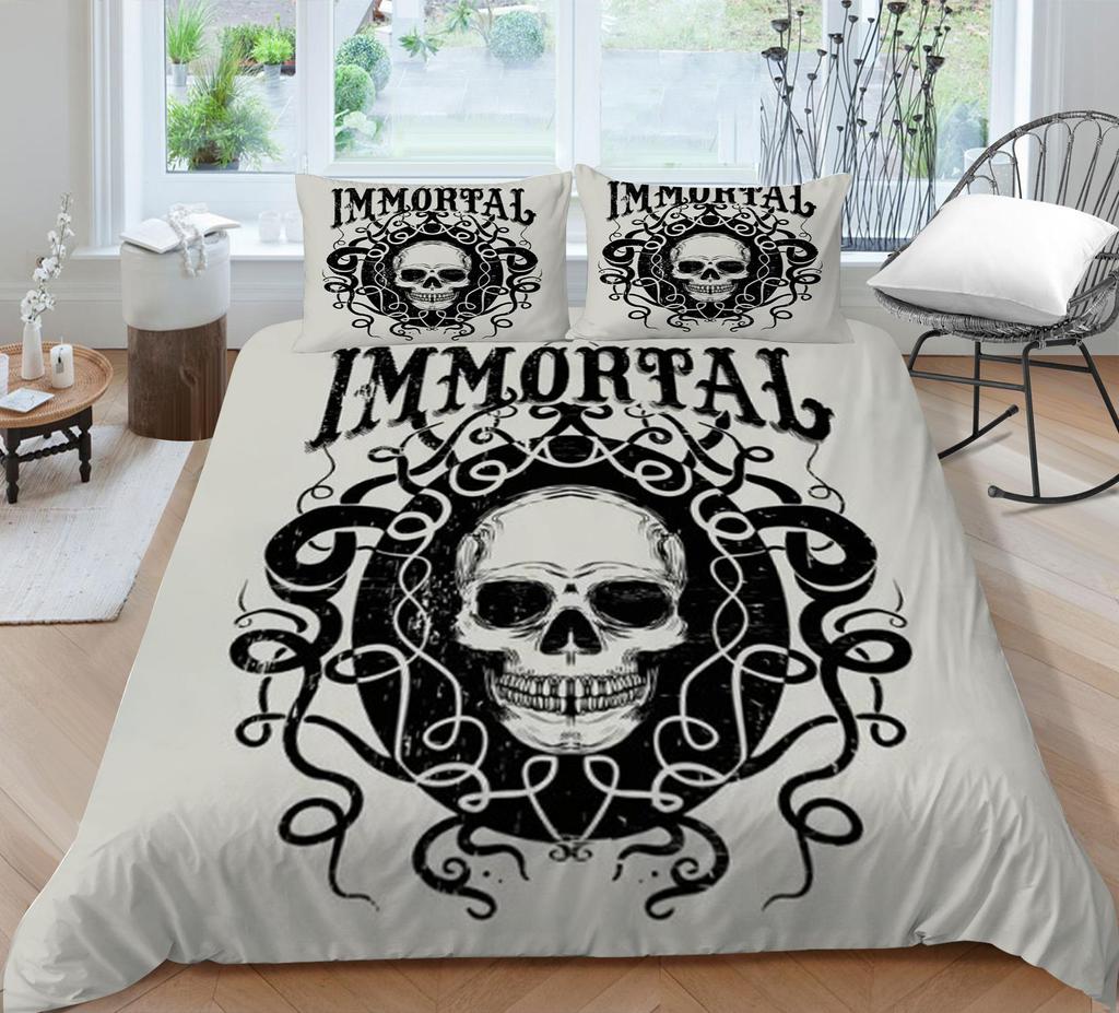 Luxury Quilt Cover Woman Man Use 3D Skull Style Bed Sets Microfiber Double Queen King Size Covers Set Home Textiles
