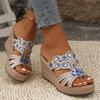 Fashion 2025 Summer Fashion Rhinestone Wedge Sandals Women Peep Toe Slip On Platform Sandals Woman Comfortable Thick Sole Beach Slippers