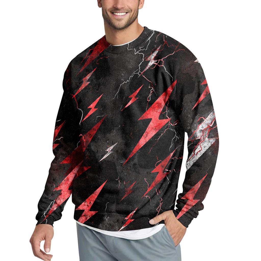 Men's Casual Fashion Printed Round Neck Pullover Sweatshirt