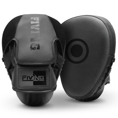 FIVING Punching Boxing Mitts for Martial and Set of 2 Mitts, Training, Taekwondo, MMA, Arts, Karate, Kickboxing, Practice, Ambidextrous, (Black)