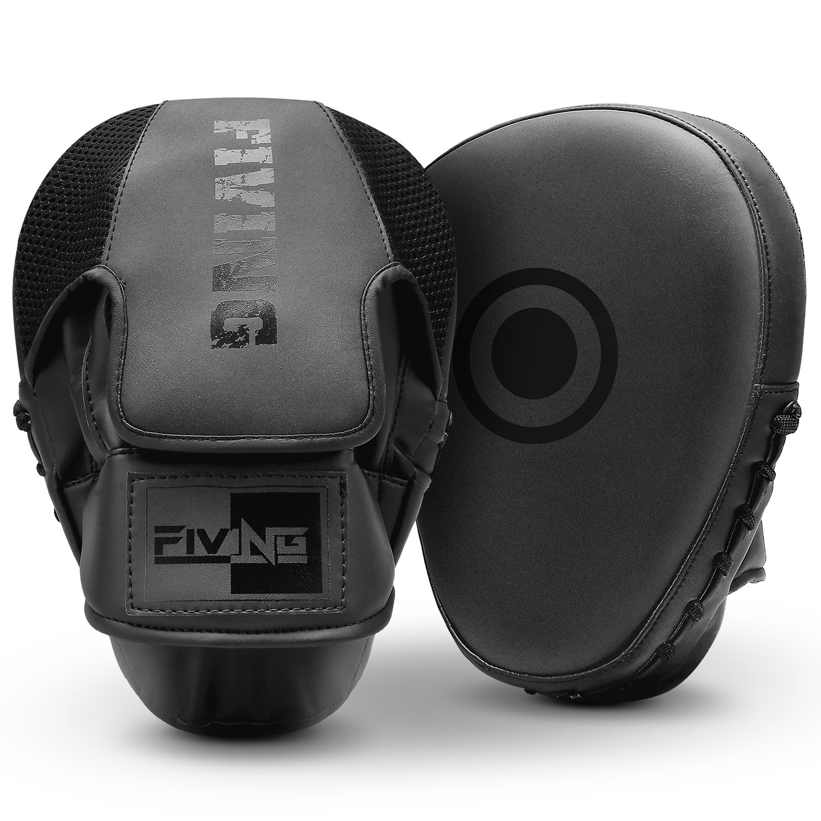 

FIVING Punching Boxing Mitts for Martial and Set of 2 Mitts, Training, Taekwondo, MMA, Arts, Karate, Kickboxing, Practice, Ambidextrous, (Black) чёрный