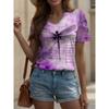 Women's T Shirt Graphic Animal Cat Vintage Stylish Classic Short Sleeve V Neck Regular Tops Daily Print Dusty Rose