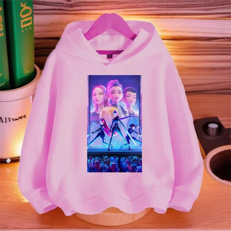 Nieuwe KPop Duiveljager Bedrukte Hoodie Kindermode Herfst/Winter Hoodie Meisje Schattig Sportkleding Top