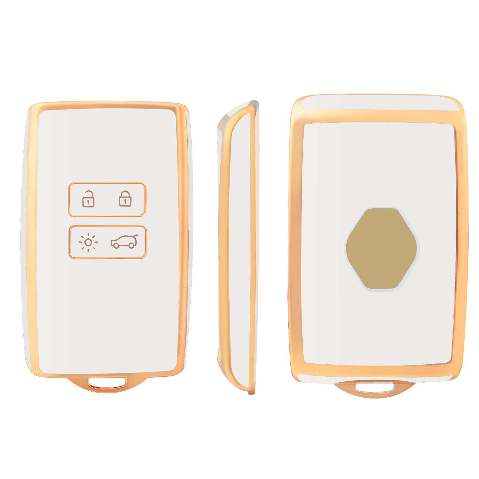 

For Renault Captur Koleos Kadjar Zoe Arkana Espace Clio Megane Grand Scenic Sandero Dacia Anti-dust Card Car Key Case Cover TPU біле золото кольору