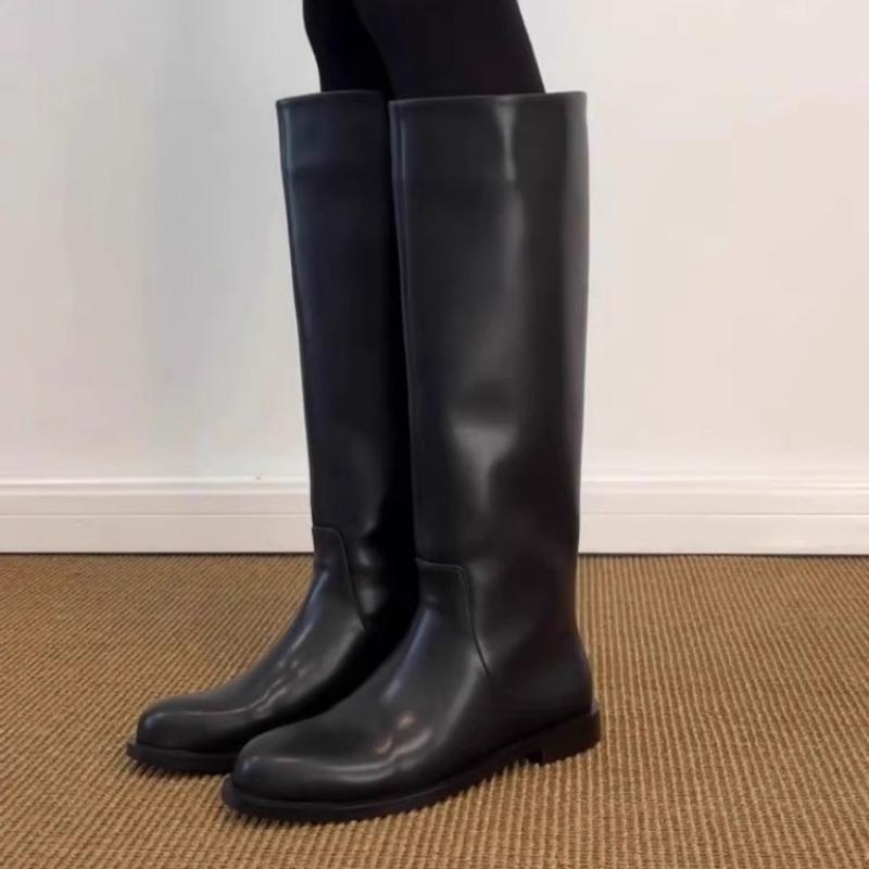 Retro Shoes, Low-heeled Straight Boots, Women's Slimming and Versatile Boots That Don't Reach The Knees