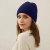 Women Winter Hat Solid Color Thick Warm Knit Hat Brimless Ribbed Breathable Hat
