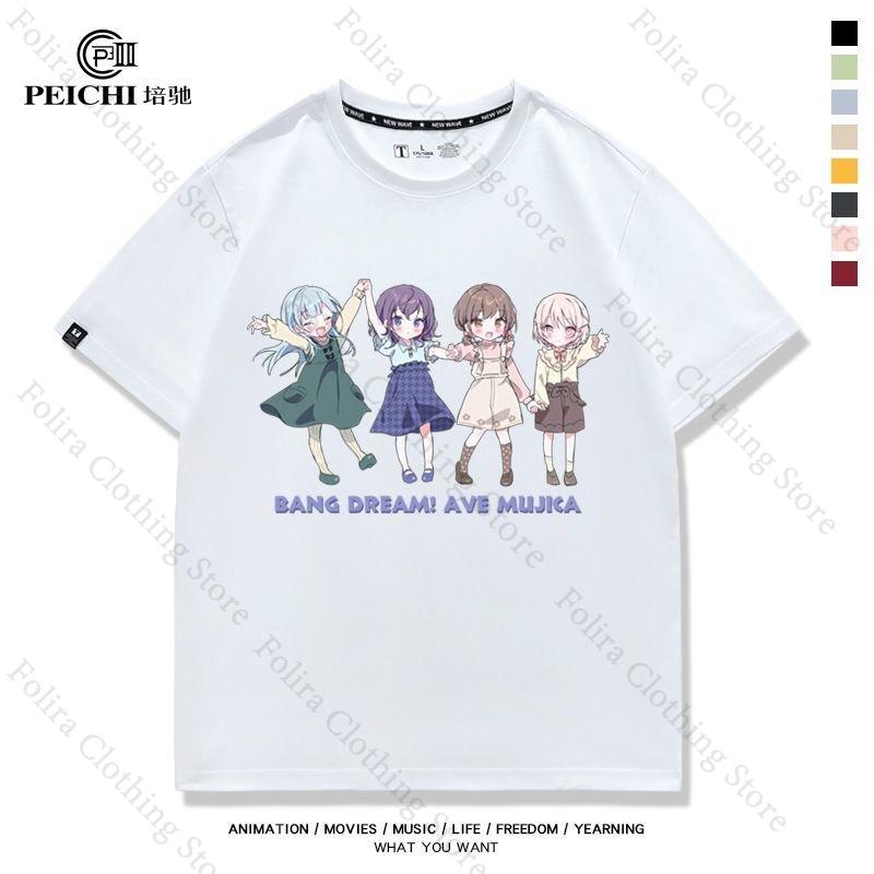 

Anime BanG Dream Ave Mujica Print Tshirt Cotton Summer Tops Daily T Shirts Women Short Sleeve Tee Daily Clothing S