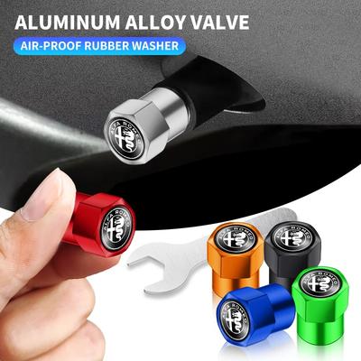 4pcs Car Wheel Tire Valve Caps Tyre Rim Stem Covers Airdust For 4C 159 166 Spider Giulia Giulietta 156 Mito 8C GT