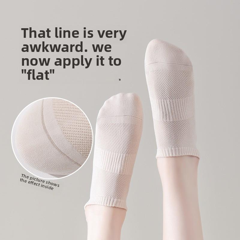 10 Pairs  Women's Spring and Summer Antibacterial Breathable Anti-ball Mesh Mesh Women's Boat Socks Tight-knit Socks