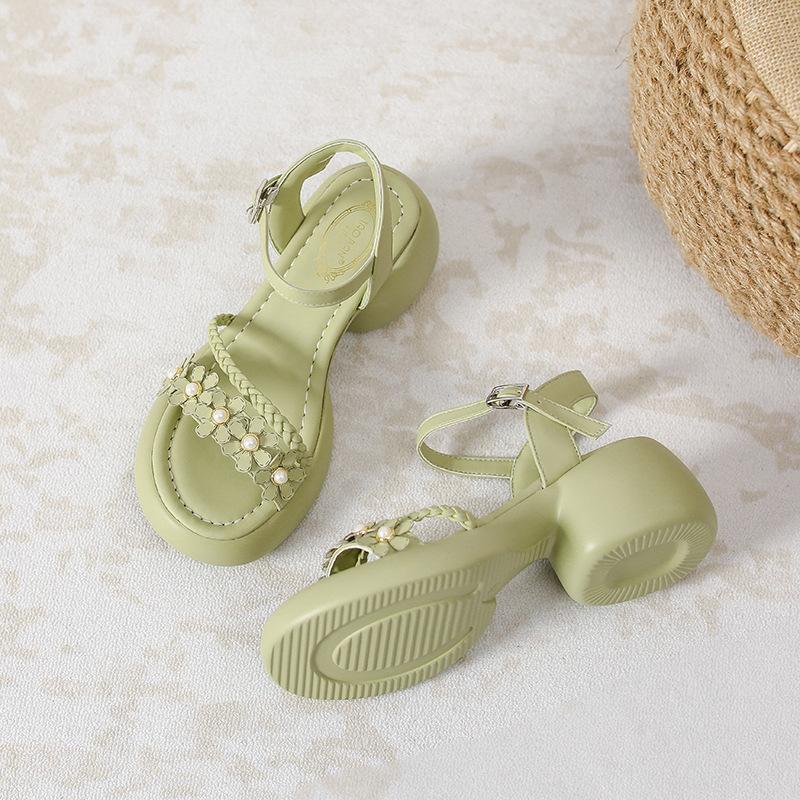 

Женские сандалии новая летняя юбка модное слово с платформой и высоким каблуком 39 зелёный