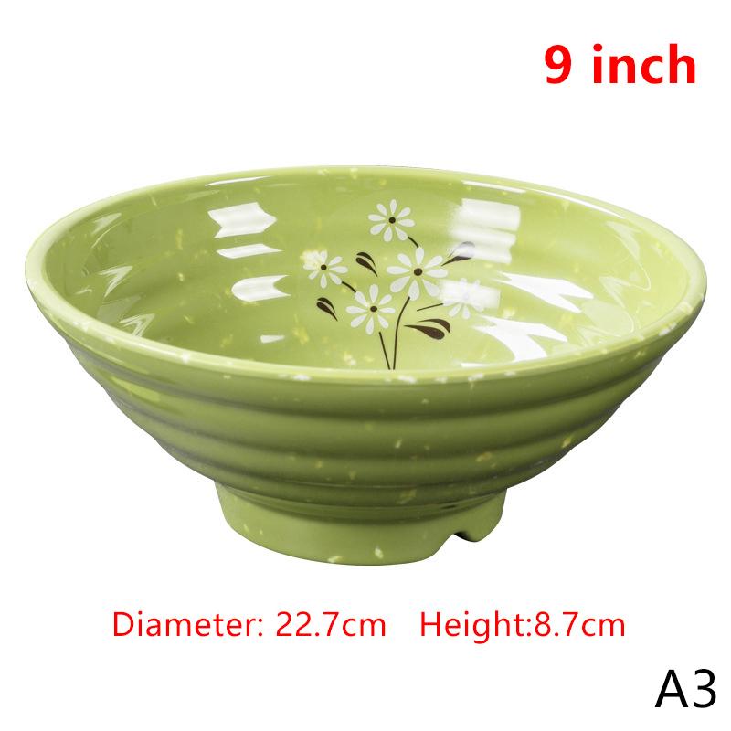 Break-Resistant Melamine Noodle Bowl Thickened Flower Large Bowl Soup Bowl Plastic Food Tableware 7/8/9 Inch