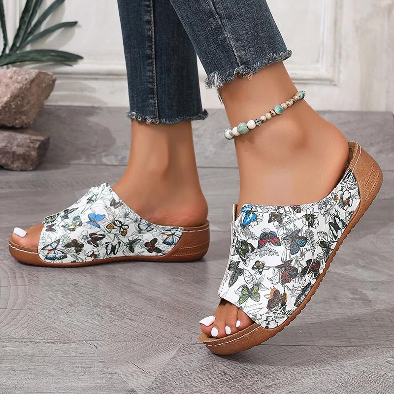 Fashion Popular Mixed-Color Thick Sole Women Sandals 2025 Spring Anti-Slip Platform Sandels Outdoor Walking Wedges Heel Zapatos De Mujer