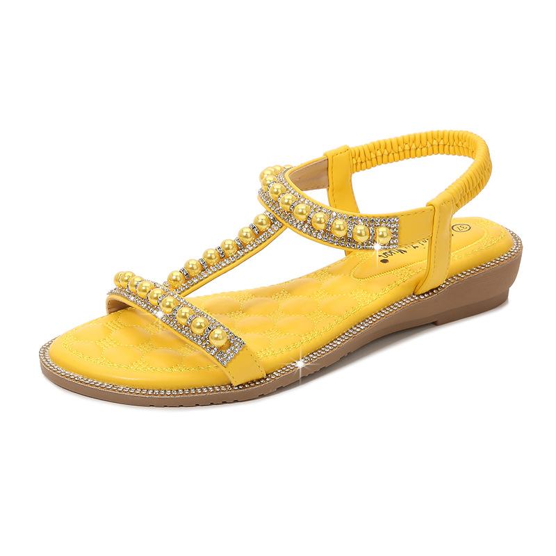 Summer Fashion Women Flat Snadals for Women 2024 Elastic Back Strap Gladiator Comfortable Non-slip Beach Shoes Wedges Sandalias