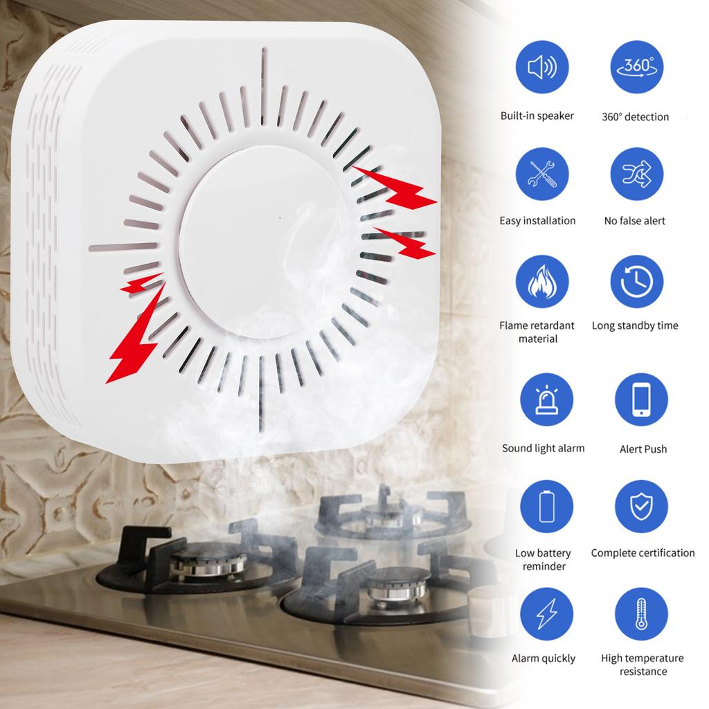 Wireless Wifi Smoke Detector Independent Warning Sound Light Alarm Low Power Consumption for Home Hotel for Tuya