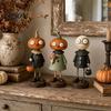 Small Statue for Office Desk Halloween Pumpkin/Skeleton Figurine, Resin Desktop Ornament, Retro Cartoon Vintage Party Supplies Humanoid Autumn Harvest