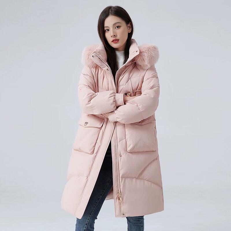 YAYA Women's Winter Faux Fur Hooded Down Jacket