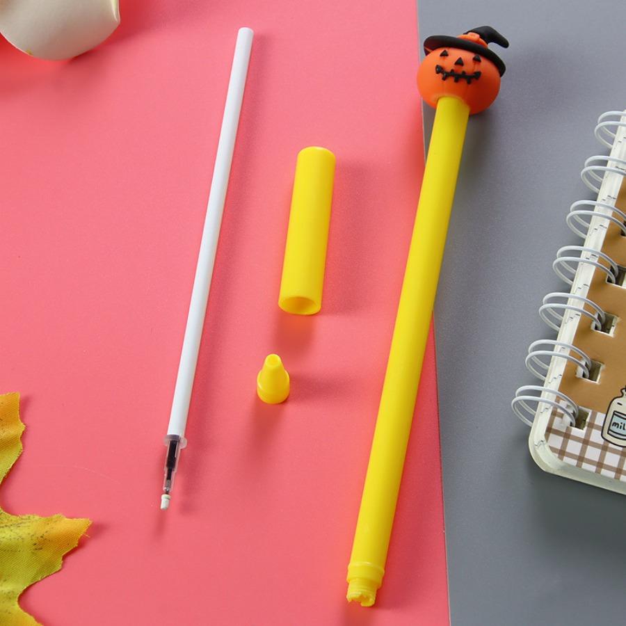 12/ 30 PCS Halloween-Themed Gel Pens 0.5mm Black Various Designs Ghosts Pumpkins Student Essential School Use,Party Gifts,Graduation Back To School