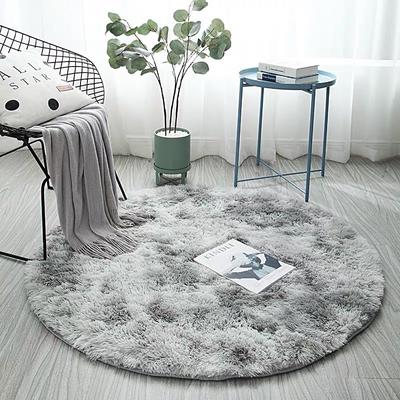 Round Plush Carpet Gradient Color Rug For Living Room Bedroom Rugs Christmas Fur Mats Modern Carpet