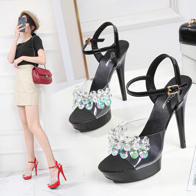 Sandals Women'S Newest Summer Fashion 13Cm Ultra-High Heel Sandals Candy Sexy Sandals Crystal Stiletto Women High Heels2022