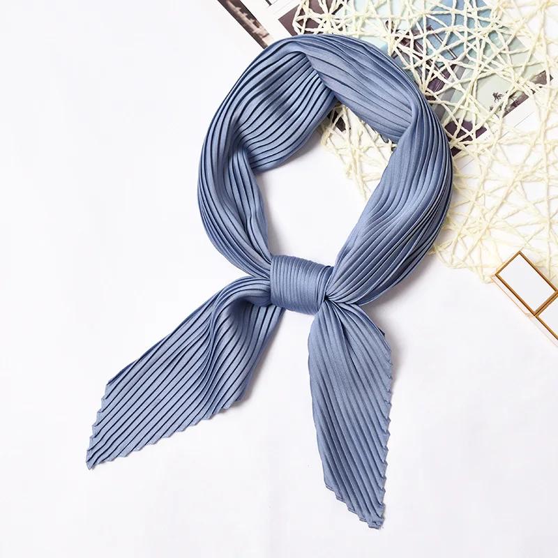 70*70cm Small Crinkle Hijab Scarf For Women Silk Satin Handkerchief Bag Scarfs Female Sqaure Headband Hair Scarves For Ladies
