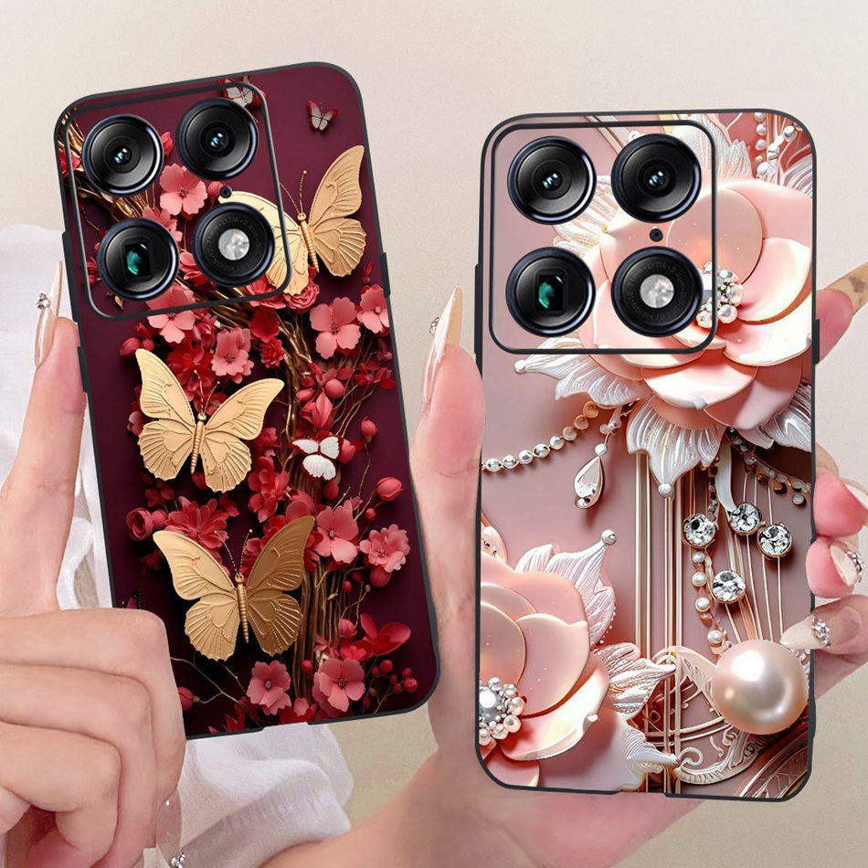For Motorola Signature Cute Flower Butterfly Cat Painted Case For Motorola Signature XT2603-2 Black Silicone Soft Phone Cases