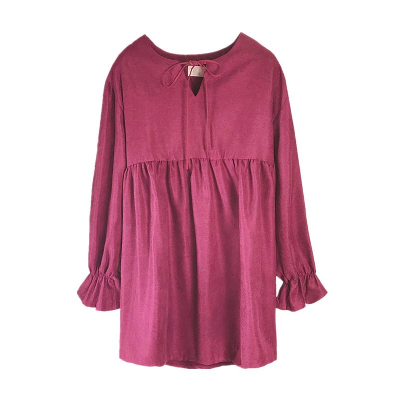 2025 Frühling/Herbst Damen Koreanisch-Japanischer Stil Schnürkleid Trompetenärmel Midi-Kleid