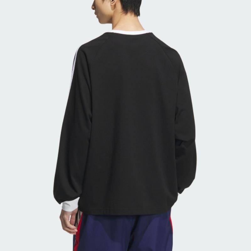 Adidas Originals Classic Series Striped Comfortable Loose Fit Long Sleeve T-Shirt Men Tops Black White KE5824