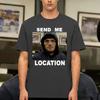 2026 New Mens Send Me Location Pattern Tshirt Hip Hop Retro Cotton Round Neck Short Sleeve Hip Hop Street Mens Clothing