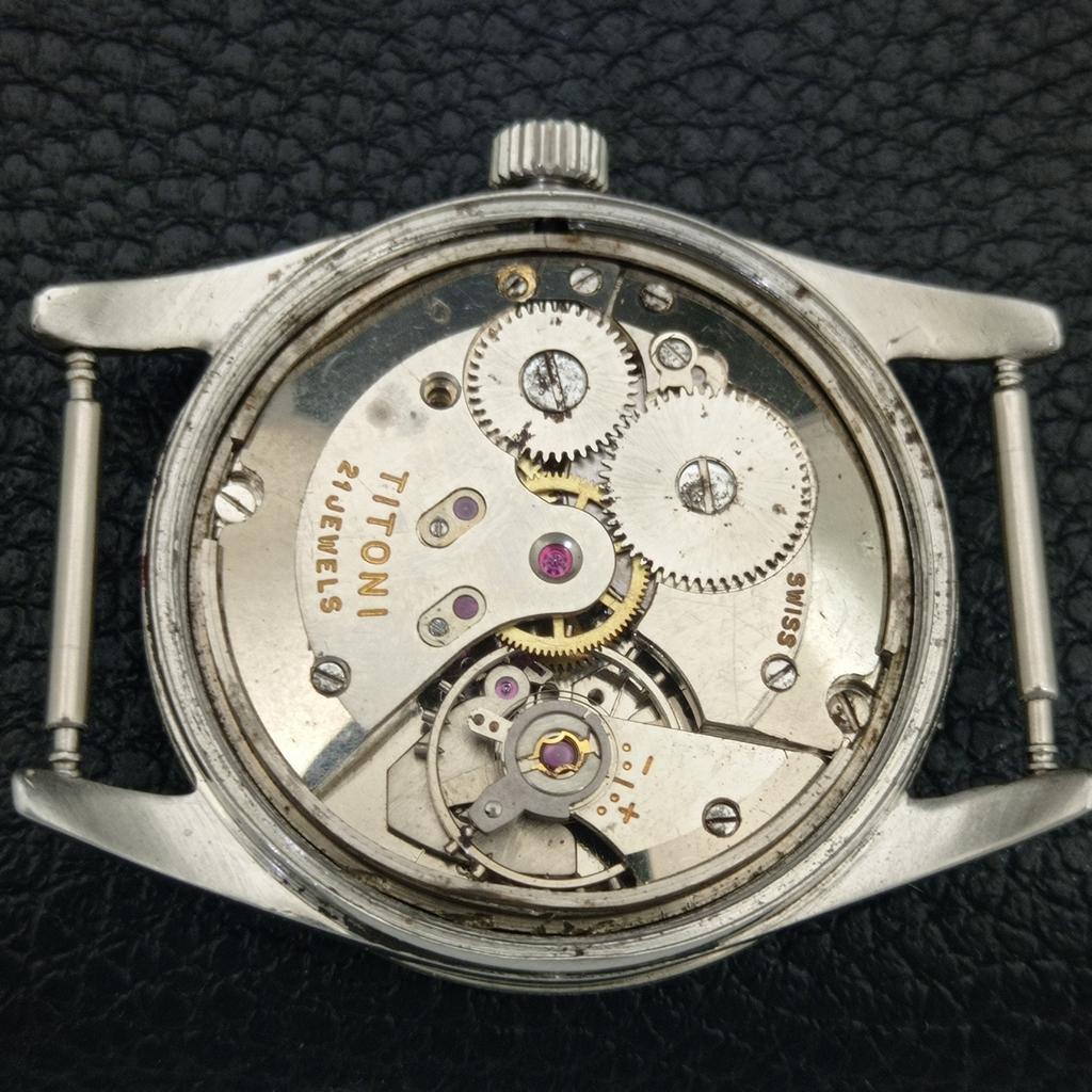 TITONI AIRMASTER TITOFLEX VINTAGE HAND-WINDING SWISS MENS WHITE WATCH a703208-1