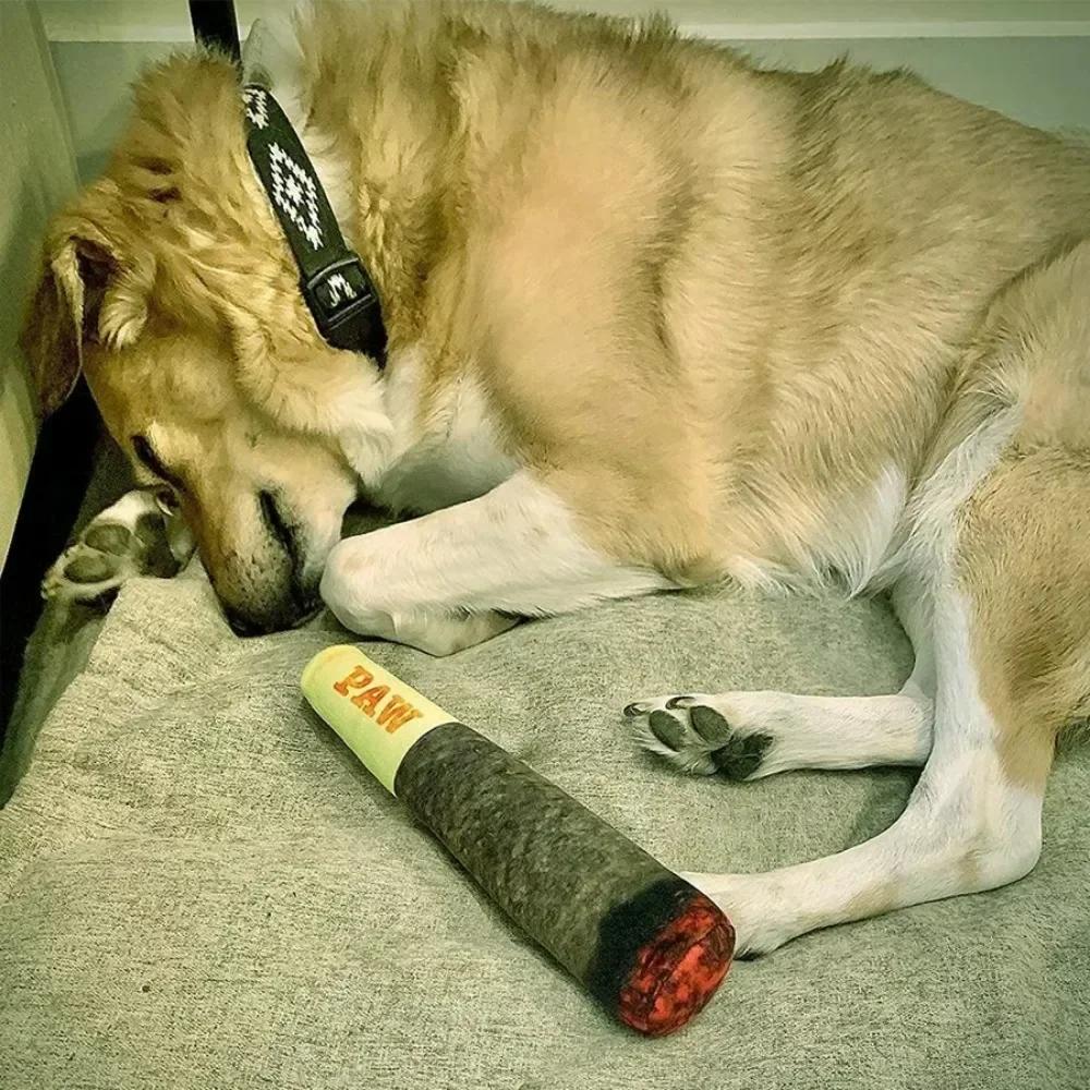 1pc Dog Toys Cigar Design Plush Squeaky Pet Toys Grinding Teeth Creative Chew Toy for Small Medium Dog Pet Products