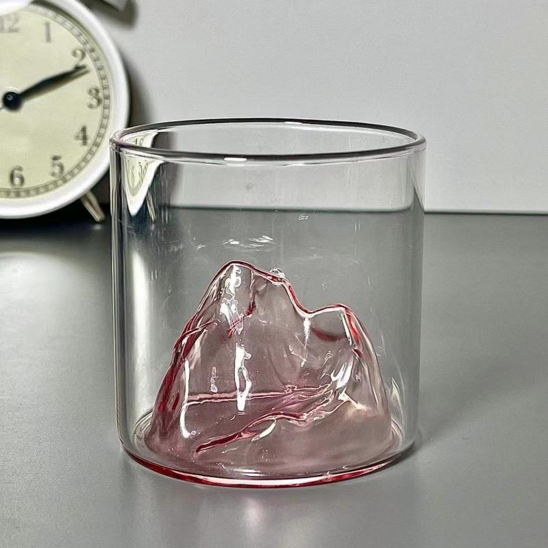 Tasse en verre à fond épais, Design créatif de chaîne de montagnes, tasse à haute teneur en Borosilicate