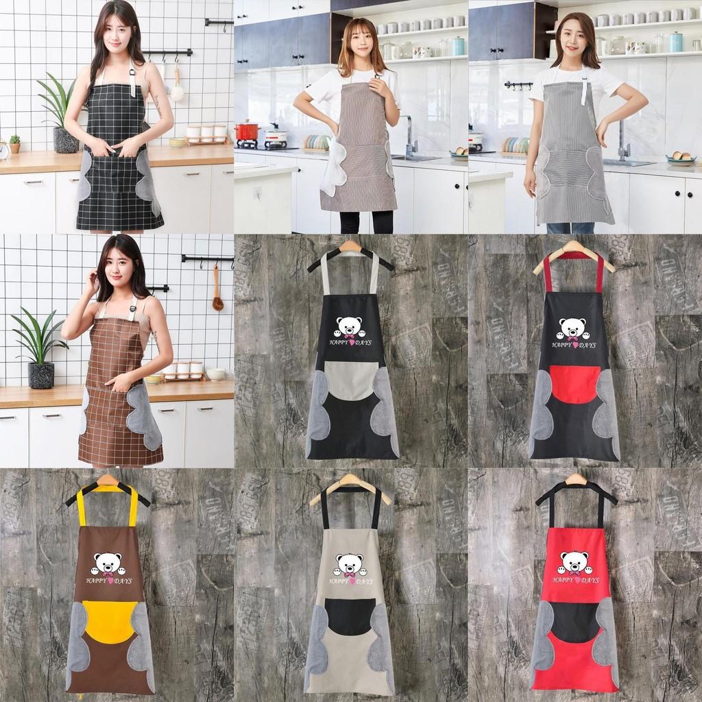 Resistant Oil Waterproof Polyester Oxford Stripeds Apron Wipe Kitchens Hand