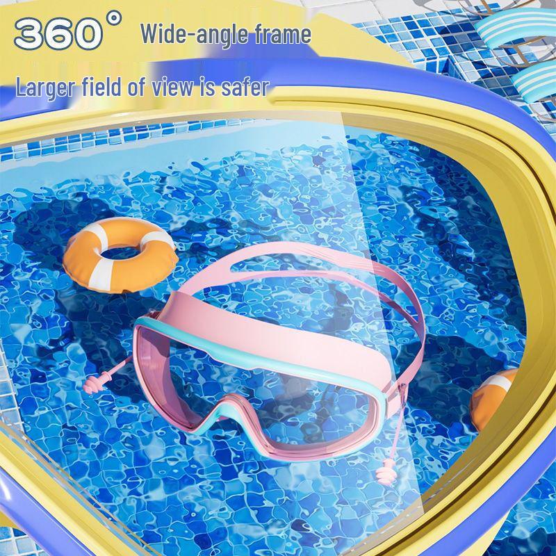 Kinder-High-Definition-Anti-Beschlag-Schwimmbrille für Jungen und Mädchen - Wasserdichte Tauchmaske mit großem Rahmen für Wassersport