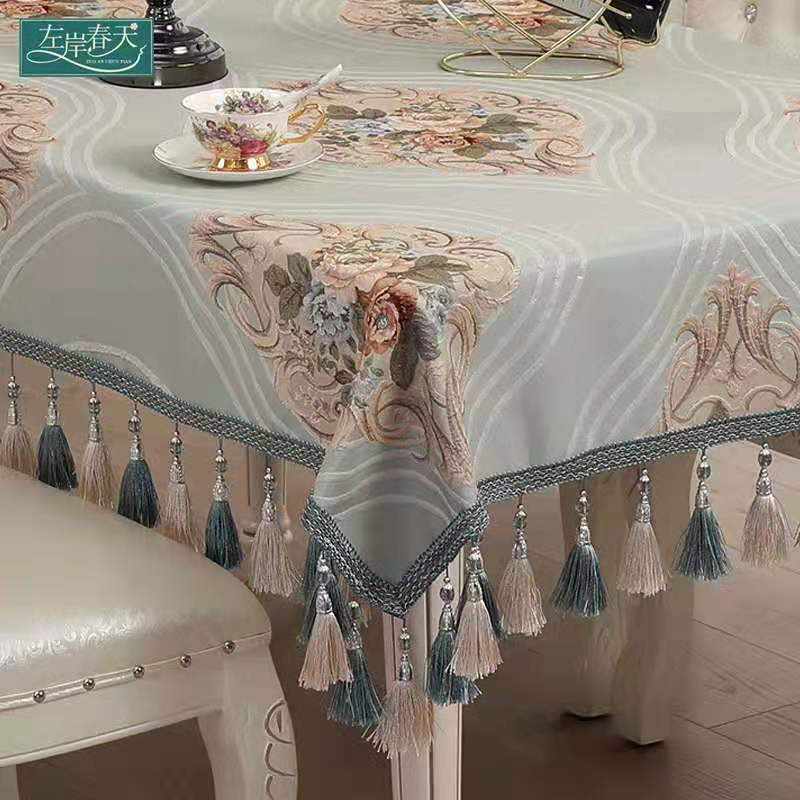 Europeisk Retro Matsalsduk med Tofs Lyxig Broderi Bordsduk Blomma Elegant Bordsduk Dekoration Vardagsrum