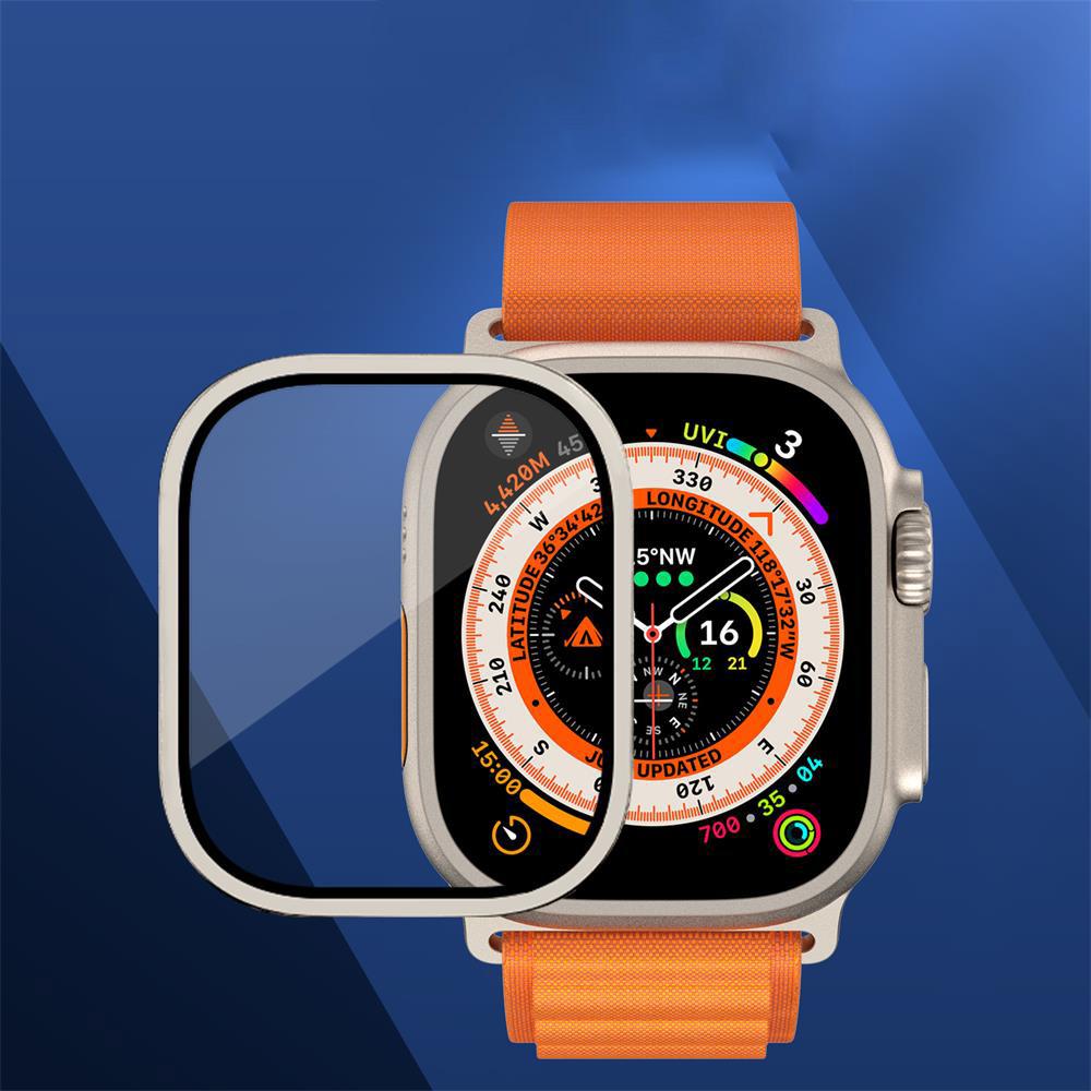 Metal Bumper+Tempered Glass For Apple Watch Ultra 49mm band Screen Protector Anti-Scratch HD Full Film iWatch Ultra 49 mm strap