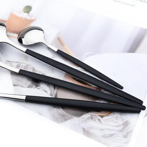 Hive Mind 30-Piece Nordic-Style Cutlery Assortment Set for 6, Includes Spoons, Forks, and Knives, Suitable for Restaurants and Home Use, Dishwasher Sa