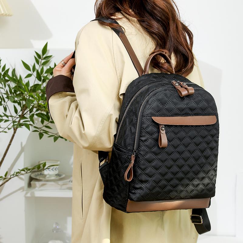 Backpack Student Schoolbag Women's Lightweight Rhomboid Backpack