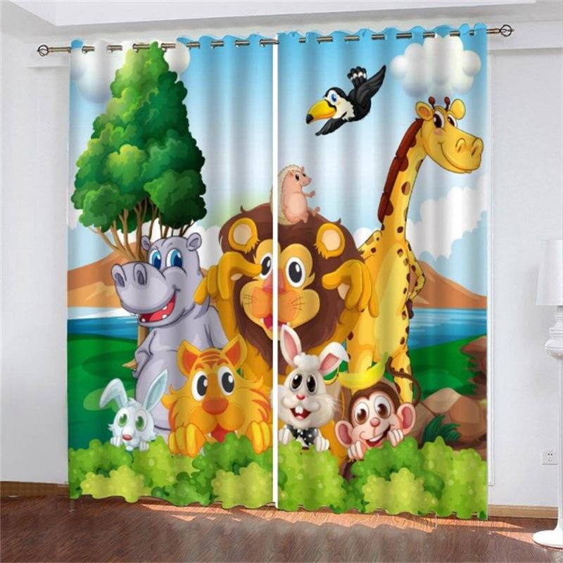 Curtain Forest Zoo Cartoon Children 3D Digital Printing High Density Blackout