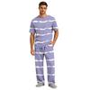 Men's Short Sleeve Pajama Set with Long Pants, Button Crotch, Elastic Waist Drawstring - Comfortable Sleepwear