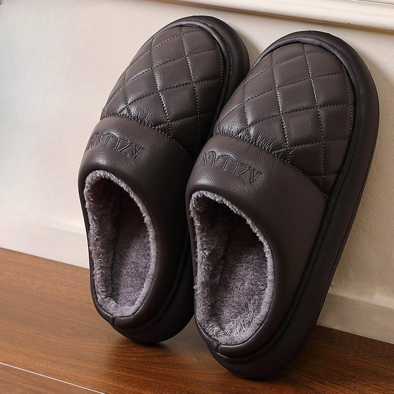 Waterproof and Anti-slip Cotton Shoes, Thick-soled Cotton Slippers for Indoor Warmth