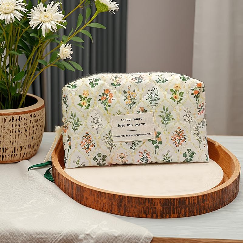 Floral Print Travel Portable Minimalist Large Capacity Soft Storage Makeup Bag