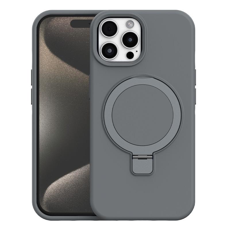 Applicable to iPhone16promax liquid silicone mobile phone case large hole Apple 15 all-inclusive anti-drop solid color mobile phone case