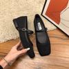 Feenwind quadratischer Kopf Wildleder niedriger Absatz Oma-Schuhe Damen Frühling vielseitig retro leichter Mund weiches Leder Mary Janes mit dickem Absatz Einzelne Schuhe