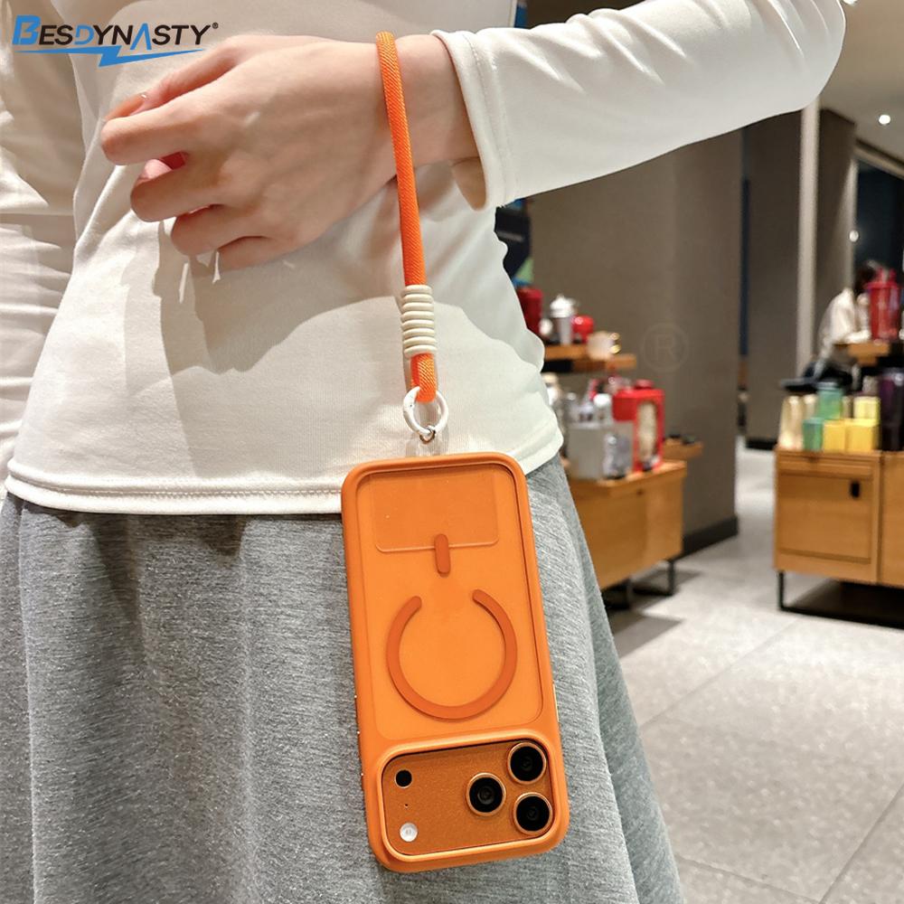 Luxury Lanyard Clear Slim Acrylic Magnetic Phone Case For iPhone 17 16 15 14 13 12 Pro Max For Magsafe Wireless Charging Cover