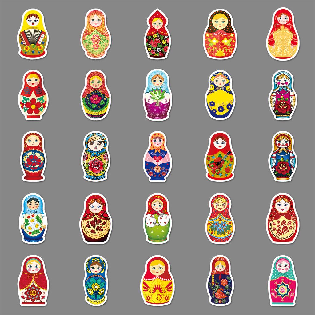 50 Photos of Russian Nesting Dolls Personalized Cartoon Creative Dolls Decorative Water Cup Suitcase Notebook Stickers