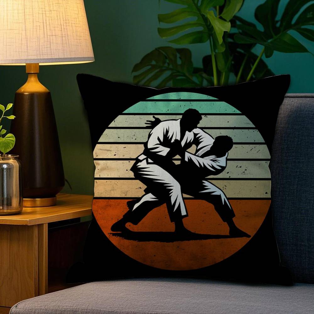 Sports Judo Martial Arts Pillow Case Plush Fabric Soft Double Sided Print Sofa Cushion Cover Throw Pillow Covers
