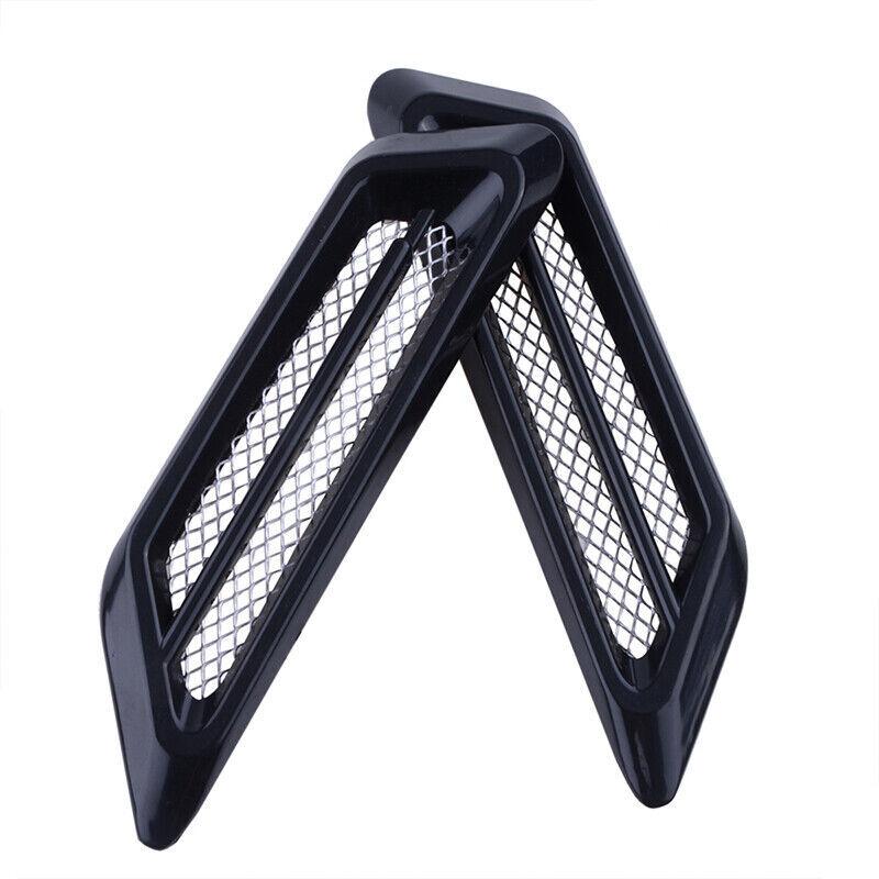 2pcs Black Universal Car Air Flow Fender Side Mesh Vent Decoration Sticker Cover