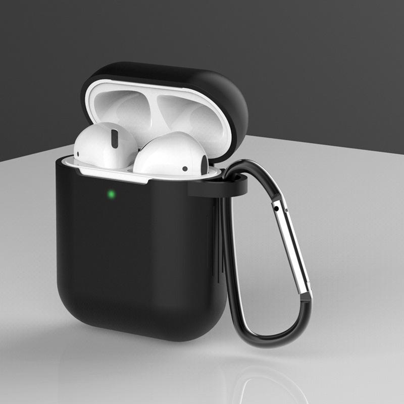 

Силиконовый защитный чехол для Apple AirPods 1/2 - универсальный чехол для беспроводных наушников anti-lost buckle чёрный