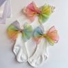 Baby Girl Socks Set Princess Full Moon 100 Days Photo Infant Socks Set Hair Accessories Baby Headband