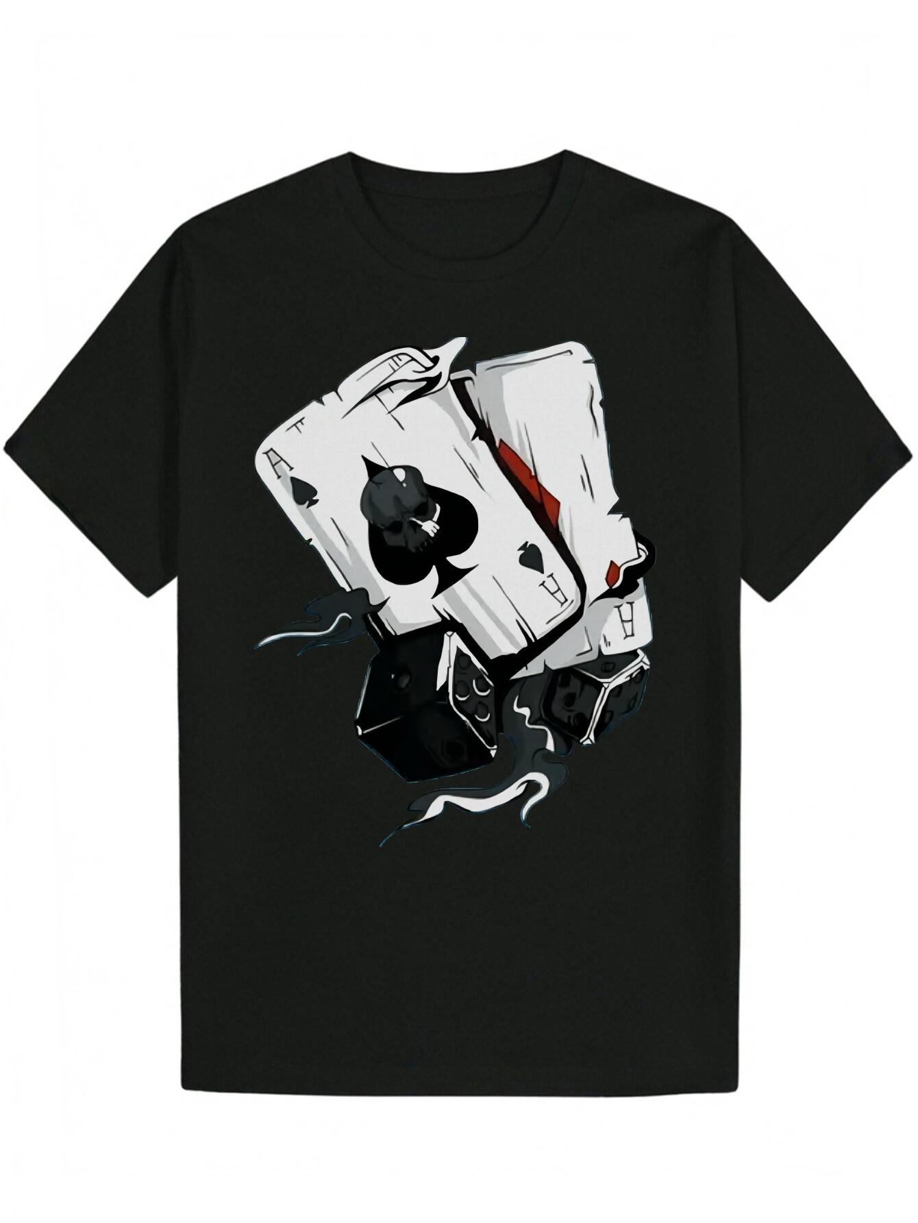

Crew Neck Polyester Graphic T-shirt - Black with White & Red Robot Design L